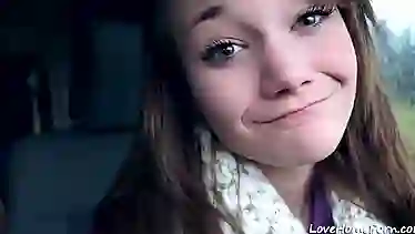 Amateur teen gave a perfect blowjob to her horny lover, while she was in his car