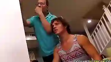 Lana Rhoades is sucking a black guy’s big dick, in front of her step dad and step brother