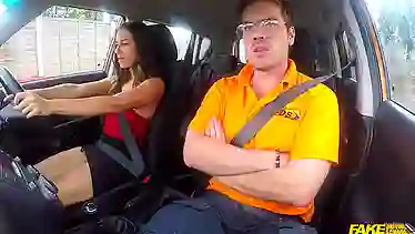 Slutty brunette gal Cassidy Klein gets used by her well hung driving instructor