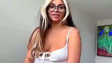 Big-titted blonde teen gets naughty with step-sister in POV creampie action