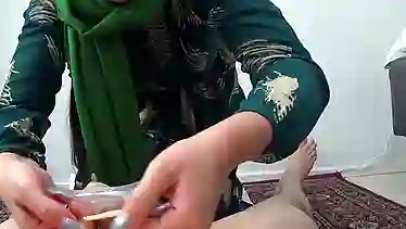 Stepson fucks Arab wife while stepmom is outside - Big boobs, big ass, and Arab pussy in action!
