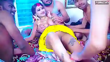 Full Movie: Indian Desi Wife's First Time with Four Husband - A Hardcore Gangbang