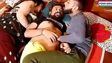Indian Bhabhi gets double teamed by two rough studs in hot threesome action