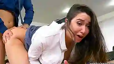 Karlee Grey squirts while boss's big dick makes her feel better in Banbros video