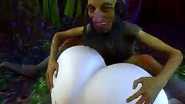 Tauren Lover's busty MILF Goddess X gobbles up the big load in 3D HD