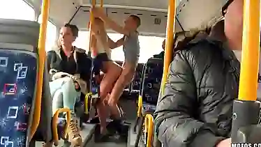 The guy with the girl went to stop the bus and began to fuck in front of everyone