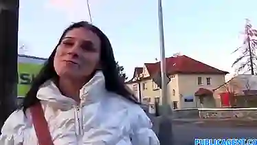 Czech porn with a brunette outdoor